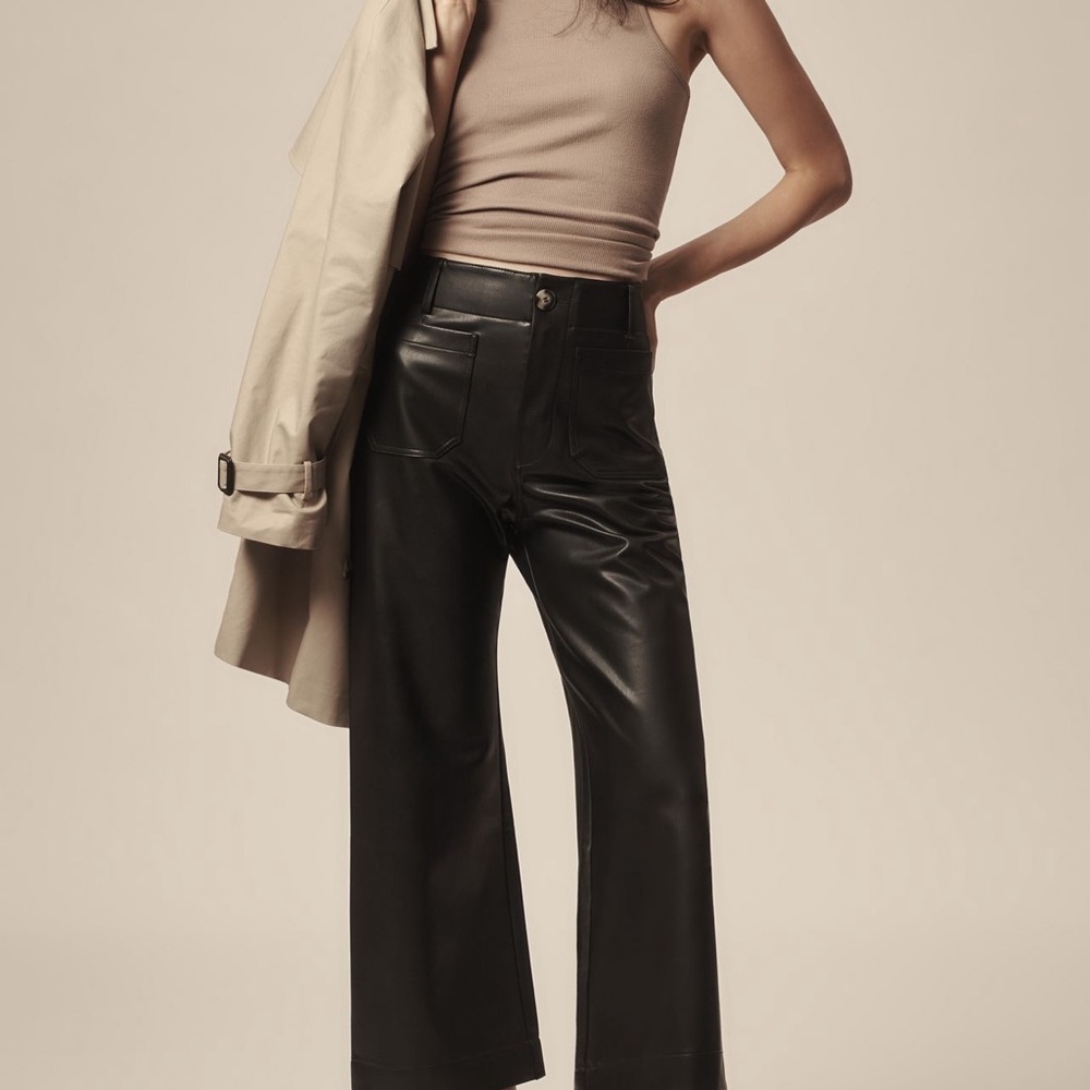 Anthropologie Black Leather Pants